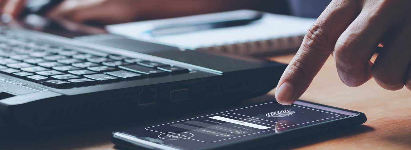 Fingerprint being scanned on mobile phone