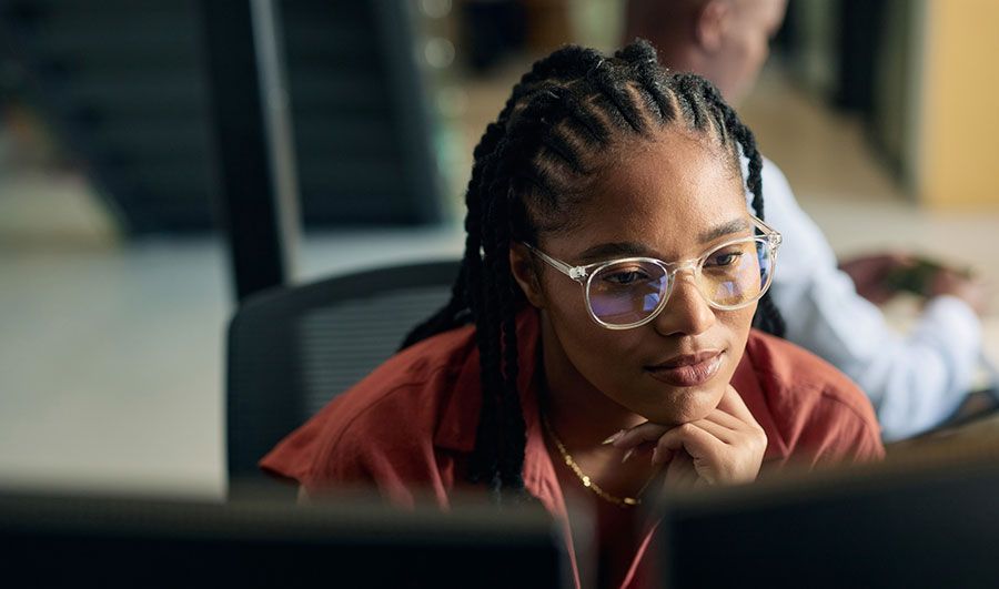 Woman looking at screen