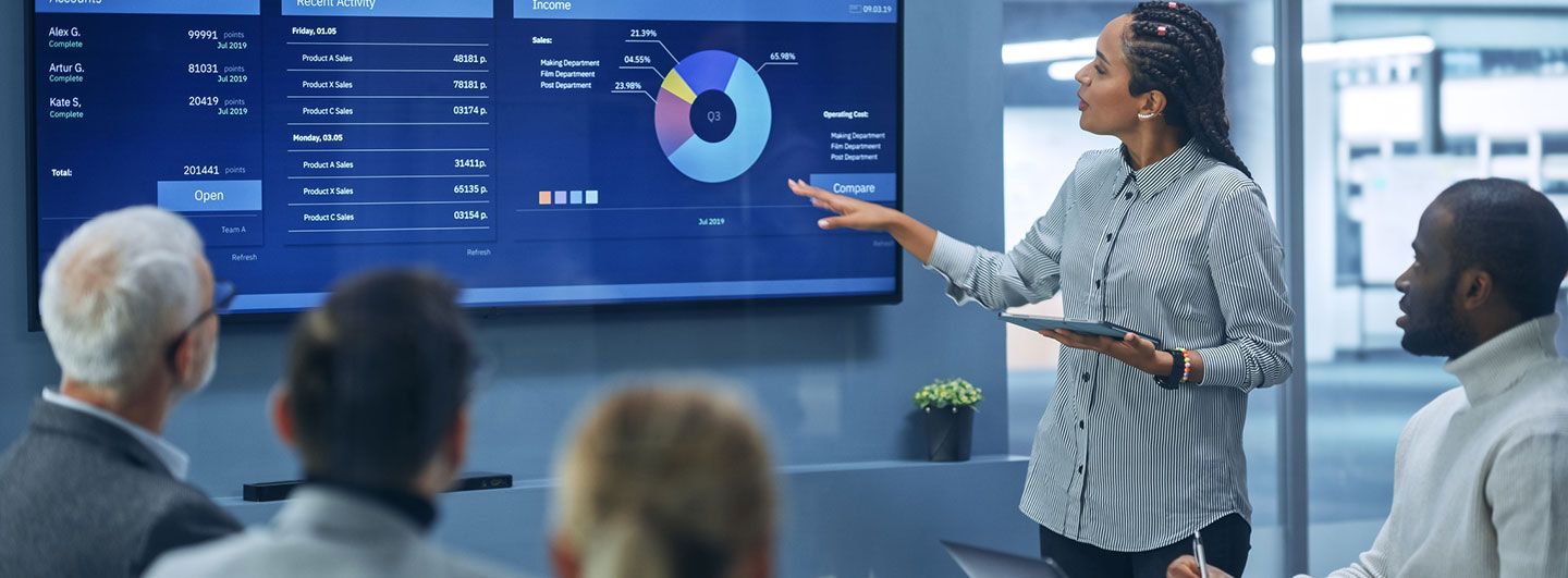 Lady talking through data